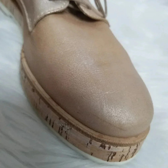 AGL 36 Juliet  Calf Leather Rose Metallic Oxfords Cork Rubber Soles - Picture 6 of 16